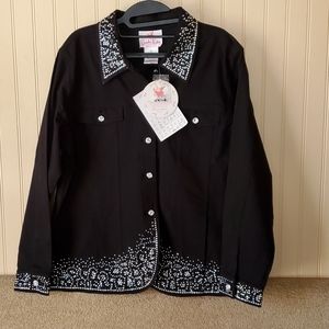 NWT Quacker Factory jacket medium black bling